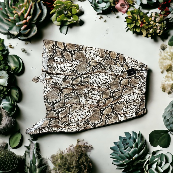 Code X Mode Brown & Black Snake Print Peek a Boo Skirt - Picture 2 of 8